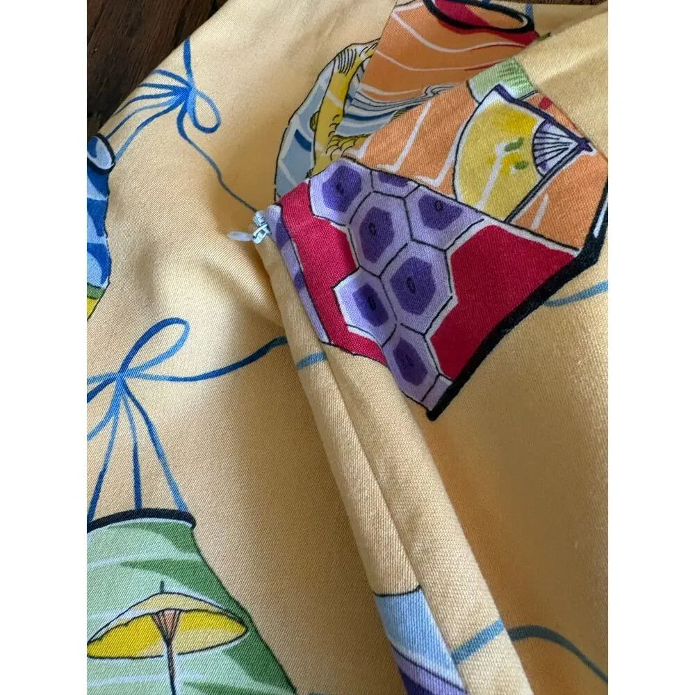 Patricia Paris Designs Mini Skirt Koi Fish Paper Lanterns Yellow Size 6 Rare